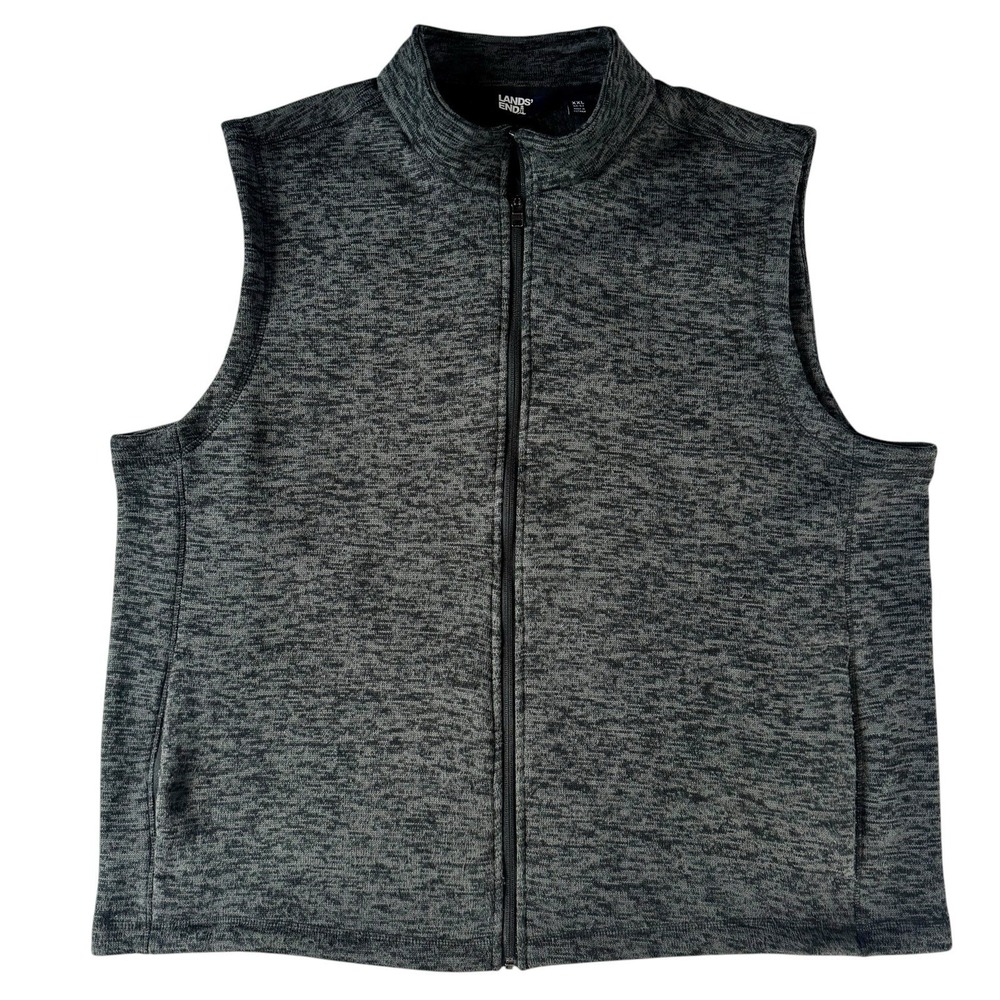 Lands End Men's Vest Size XXL Grey, Full Zip, Pockets